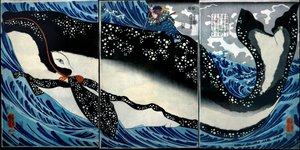 Miyamoto Musashi Kills an Enormous Whale, c.1847