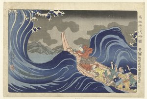 Nichiren Calming the Waves at Kakuda During His Exile to Sado by Utagawa Kuniyoshi