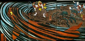 Oniwaka-maru About to Attack the Monstrous Carp by Utagawa Kuniyoshi