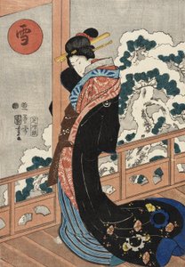 Snow: Beauty on a Veranda by Utagawa Kuniyoshi