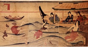 The Abalone Fishing. Prints by Utagawa Kuniyoshi (c.1797-1861)