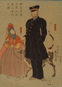 American Merchant Strolling in Yokohama, 1861 by Utagawa Sadahide