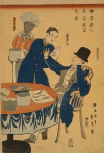Banquet at a Foreign Mercantile House in Yokohama, 1861 by Utagawa Sadahide