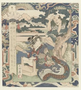 Woman Felting Cloth (series title) by Utagawa Sadakage