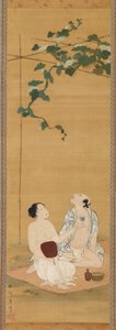 Enjoying the Evening Cool under a Gourd Trellis, Early 19th Century