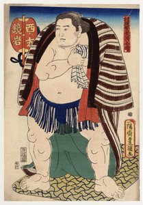 The sumo wrestler Kagamiiwa of the West Side by Utagawa Toyokuni
