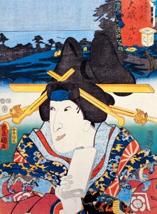 Portrait of Kabuki theatre actress, ukiyo-e art print by Utagawa Toyokuni (1769-1825), woodcut, Japanese civilization, Edo period by Utagawa Toyokuni