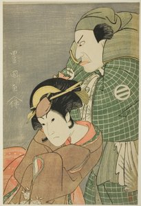 The Actors Kataoka Nizaemon VII as Iyo no Taro and Iwai Hanshiro IV as Kojoro-gitsune of Okazaki in the play "Seiwa Nidai Oyose Genji," performed at the Miyako Theater in the eleventh month, 1796 by Utagawa Toyokuni I