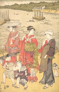 Women at Takanawa Beach by Utagawa Toyokuni I