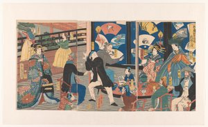 Foreigners During a Drinking Party at the Gankiro Teahouse by Utagawa Yoshiiku