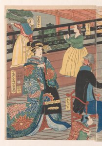 Foreigners During a Drinking Party in the Gankiro Teahouse by Utagawa Yoshiiku