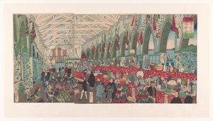 A Flourishing English Trading House in Yokohama by Utagawa Yoshiiku