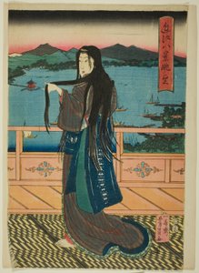 The Eight Views at Lake Biwa in the Evening by Utagawa Yoshikazu