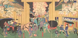 Cherries at Night at New Shimabara by Utagawa Yoshitora