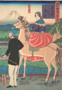Descending Geese at Yoshida Bridge [English Couple] Yoshidabashi no rakugan