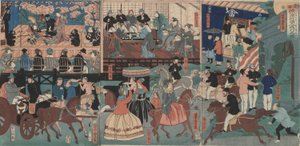 Foreigners Touring Yokohama by Utagawa Yoshitora
