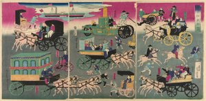Vehicles on the Streets of Tokyo by Utagawa Yoshitora