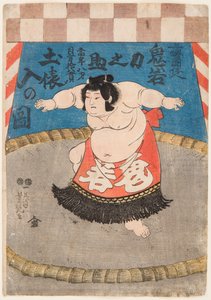 The Wrestler Hidenoyama Raigoro Wearing an Apron by Utagawa Yoshituya