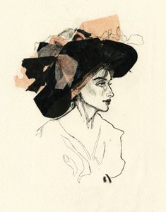 Black Hat Fashion Sketch by Ute Rathmann