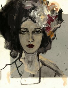 Dark Floral Portrait by Ute Rathmann