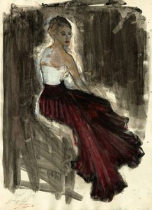 Elegant Woman Red Skirt