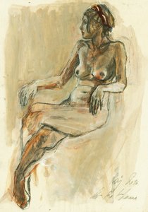 Pensive Figure Drawing by Ute Rathmann