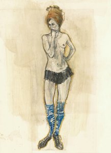 Pensive Woman Drawing