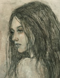 Pensive Woman Profile by Ute Rathmann