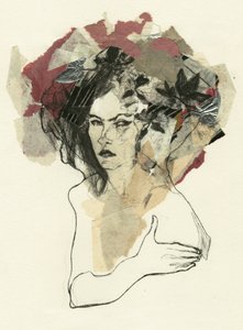Thoughtful Woman Collage