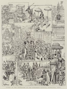 Scenes in the Procession at the Mohurrum Festival, Hyderabad, India by Victor Armand Poirson