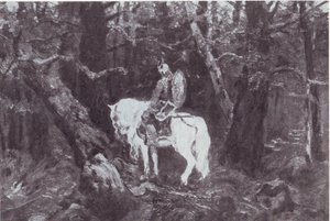 In Thought (A Knight on a Horse Enters a Dense Forest) by V.Vasnetsov