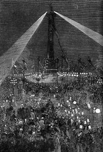 Illumination of Place de la Bastille in Paris by Valnay Pere et fils