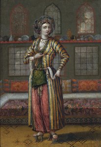 A Noble Lady of Constantinople Wearing Hammam Shoes by Vanmour