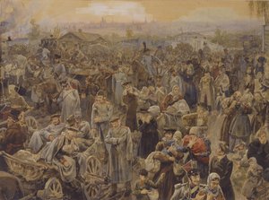 The Withdrawal of Russian Troops from Moscow in 1812 by Vasili Petrovich Lebedev