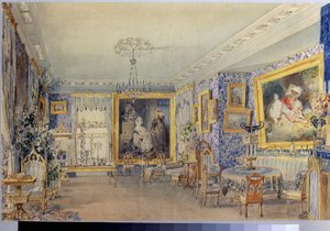 The Living Room in the Manor House Verki by Vasili Semenovich Sadovnikov