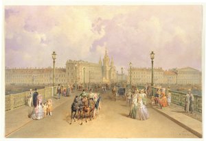View of the Blagoveshchensky Bridge in Saint Petersburg by Vasili Semenovich Sadovnikov