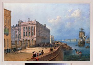 View of the Neva Quay and the Marble Palace in Saint Petersburg by Vasili Semenovich Sadovnikov