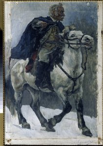 Alexander Suvorov on Horseback. The Russian Hero Crossing the Alps at the Head of Russian Troops During the Italian Campaign (1799-1800) by Vasilij Ivanovic Surikov