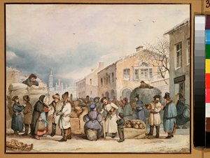 The Hay Market Place in Saint Petersburg by Vasily Ivanovich Sternberg