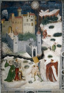 Month of January: Snowy Landscape with Aristocrats and Hunters by Venceslao Maestro