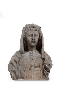 A Carved Marble Bust of a Female Saint by Venetian School