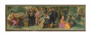 A Pastoral Concert with Elegant Figures Playing Instruments by Venetian School