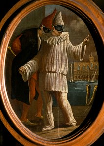 Pulcinella and Pantalone, 18th century by Venetian School