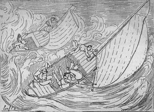 Sailing Races: Two Regattas, the Goëland and the Monitor Capsized - Extract from the Lighthouse of Kerkamadec - Drawing by Crafty - in 
