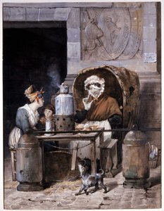 Cafe Merchant on the Street by Victor Adam