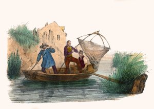 La Peche. in “Album Grotesque, Choices of Outstanding Types”, illustrations by Victor Adam, Paris, circa 1850. by Victor Adam