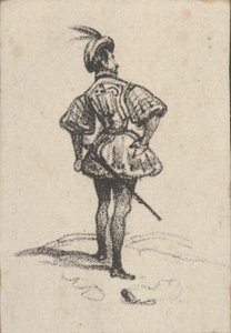 Man with Sword and Feathered Hat, Viewed from the Back, mid-19th Century by Victor Adam