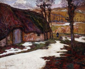 Peasant in Front of a Thatched Cottage by Victor Charreton