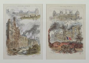 Views of the Tuileries Palace and the Hotel de Ville before and after the fires of 1871 by Victor Coindre