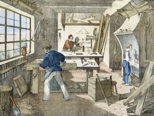 The carpenter, lithograph by Janson. 19th century